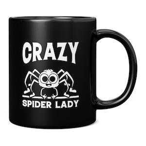 Crazy Spider Lady Mug, Spider Funny Novelty Coffee Cup, Cool Gift Ideas For Snake Lovers, Snake Gifts For Her Birthday Anniversary Christmas