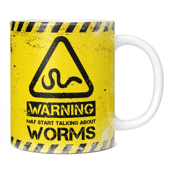 Avertissement peut commencer à parler de Worms 11oz tasse à café / tasse - cadeau d’anniversaire parfait pour lui ou sa | Présent pour hommes ou femmes