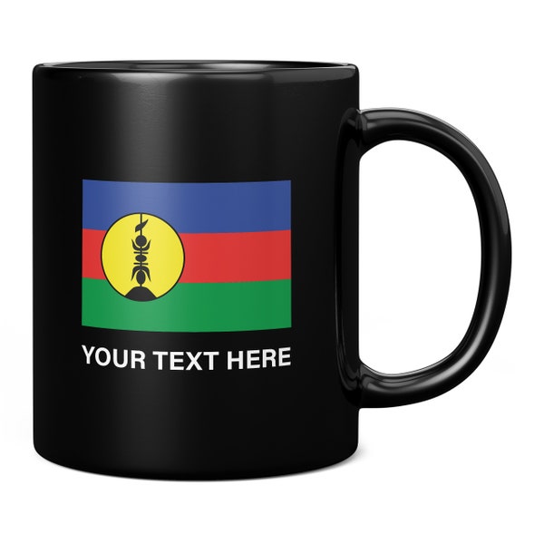 Drapeau de Nouvelle-Calédonie avec le texte personnalisé 11oz tasse à café / tasse - cadeau d’anniversaire parfait pour lui ou son | Présent pour les hommes ou les femmes