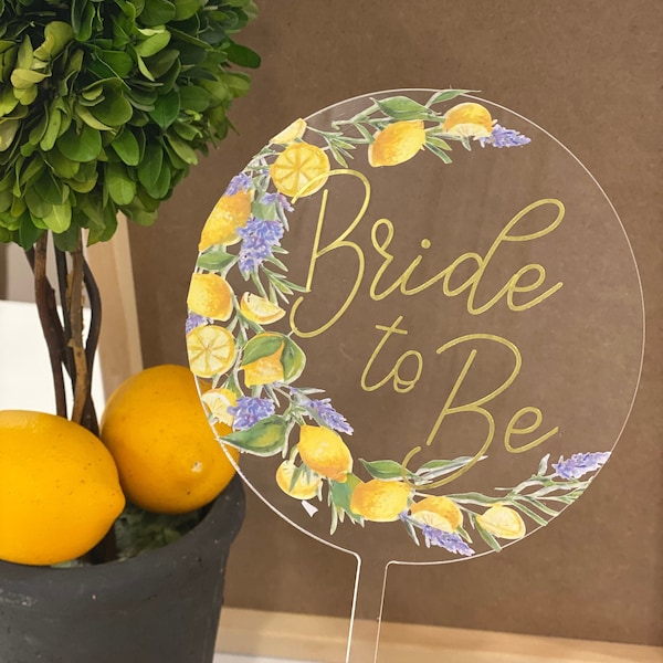 Bride to Be Cake Topper,  Bridal Shower Cake Topper,  Bridal Cake Topper,  Lemons Topper,  Cake Topper, Miss to Mrs Cake,  Acrylic