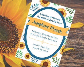 Sunflower Bridal Shower Invitation - Rustic Bridal Shower Invitation - Country Bridal Shower Invite
