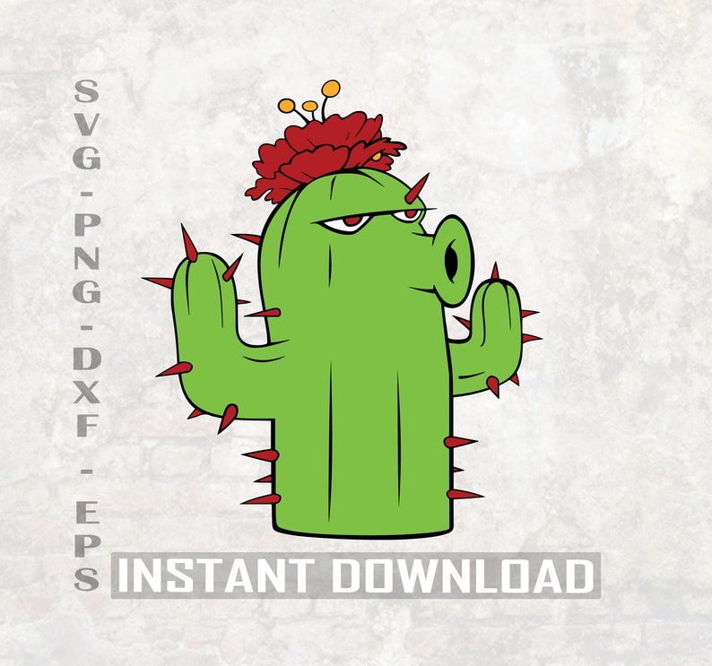 Download Scan Cut Files Plants Vs Zombies Svg Svgpngdxf Silhouette Files Cactus Svg Drawing Illustration Digital Lifepharmafze Com