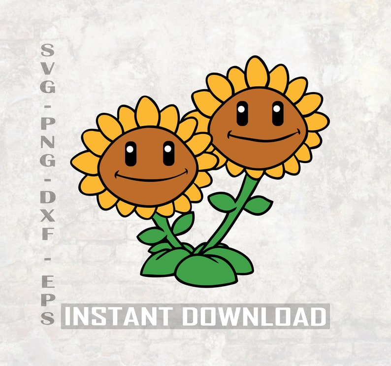 Download Plants Vs Zombies Svg Svgpngdxf Silhouette Files Twin Sunflower Svg Scan Cut Files Digital Art Collectibles Shantived Com
