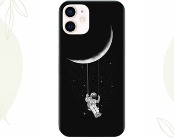 Astronaut auf dem Mond Hülle für iPhone 13 -14 iPhone 11-12- X iPhone 7-8 Samsung J7-S6-S7 Edge S8-S9 Plus S20 S21 Ultra Space Moon Fröhlich