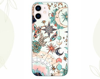 Astrology Zodiac print iPhone iPhone 16 Pro, iPhone iPhone 13 14 15 Plus Samsung S24 Ultra S7 Edge S9 Plus S20 S21 Ultra Space Moon Planet