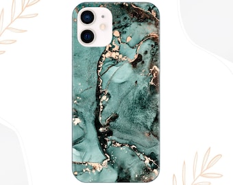 Marbre turquoise iPhone 13 -14 Pro iPhone 11-12 iPhone X iPhone 7 8 Plus Samsung М10 S20 S21 Ultra A7 S9 Plus Samsung S10 Art Moderne