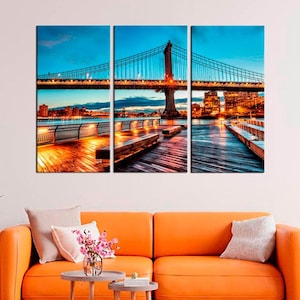Brooklyn Bridge - Suspension bridge in the USA - Manhattan Bridge in New York - Cityscape - Gift idea - Work of art