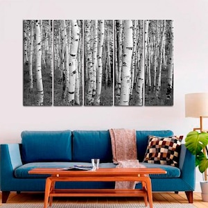 Birch tree wall art - Birch grove painting - Landscape with trees - Nature wall decor - Birch trees decor - Contemporary art