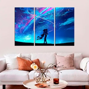 Cuadro con tu nombre Kimi No Nawa - Decoración de pared con dibujos japoneses - Decoración de habitación infantil - Regalo de cumpleaños - Arte moderno
