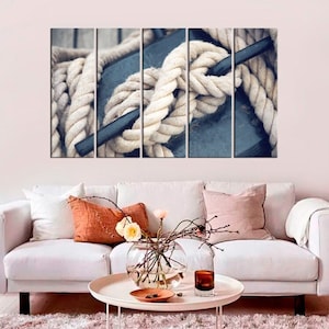 Sea Knot Wandbild, Segelseil Wandkunst, Strand Leinwanddruck, Maritime Dekoration, Segeln & Küstenthema, Ozeandekor für das Wohnzimmer
