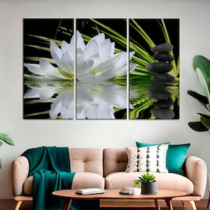 Water lily - Lotus flower - Pond decor - Flower wall art - Water garden - Floral print - Contemporary art
