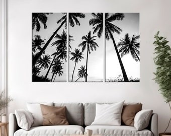 Palm Trees Wall Art, Black and White Photo, Tropical Wall Art, Beach Large Canvas Print,  Home Decor Modern Wall Art - Comes Ready To Hang