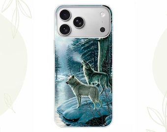 Wolf couple Case iPhone 17 Pro Max, 16 Plus Samsung Galaxy S25 Plus S24 S23 Ultra Winter Wild nature
