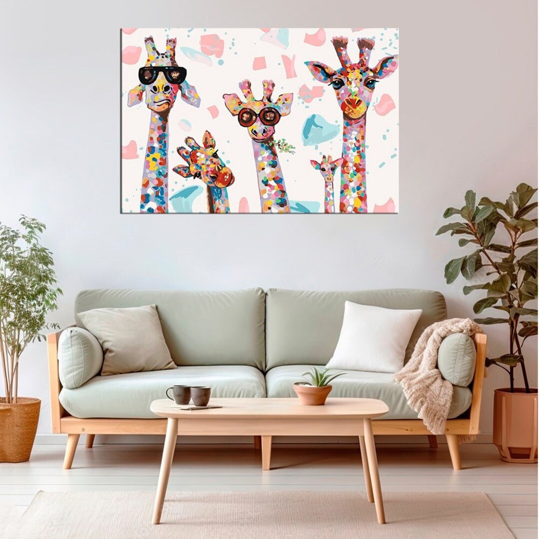 Giraffes - Cheerful Family - Painting for a Children's Room - Wall Art ...