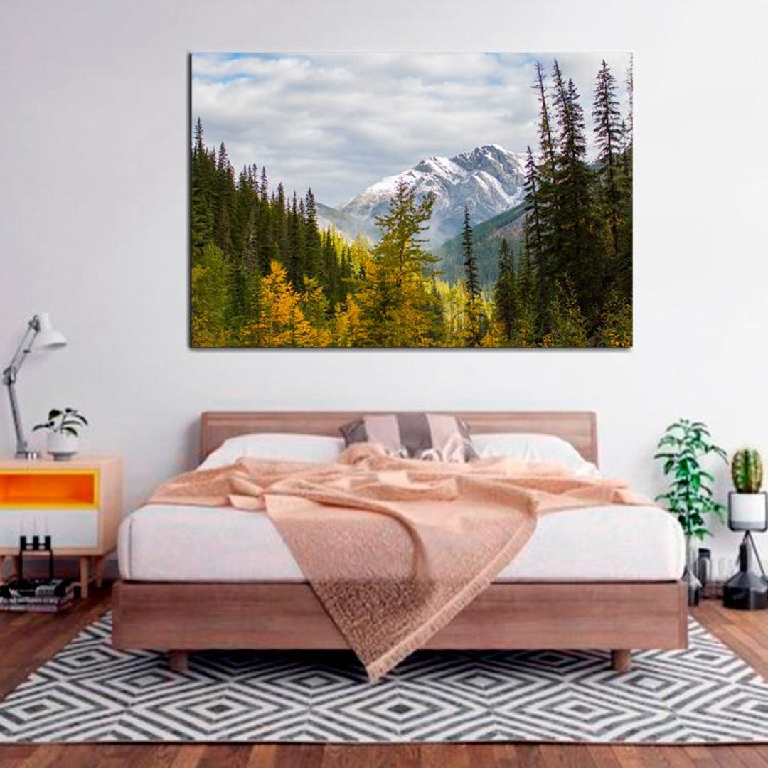 Сanadian Rockies Wall Art - Mountain Forest Canvas - Nature Wall Decor ...