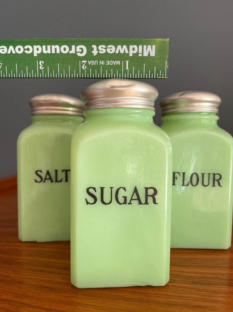 Vintage Jadeite Shaker Set of 3 Flour Sugar Salt Etsy