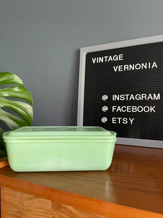 Collectibles Art & Collectibles Vintage Jadeite Loaf Pan with Lid Fire