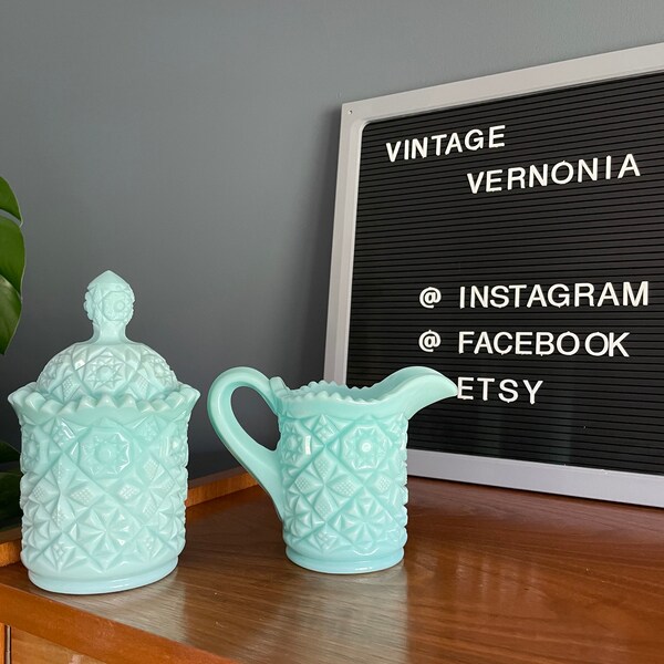 Blue Milk Glass Etsy