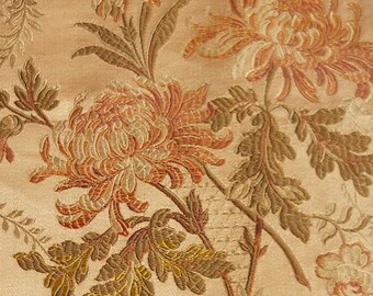 Faux Silk Brocade Fabric 57" Peach & White Roses Floral Faux Silk Brocade Fabric 57" Peach & White Roses Floral