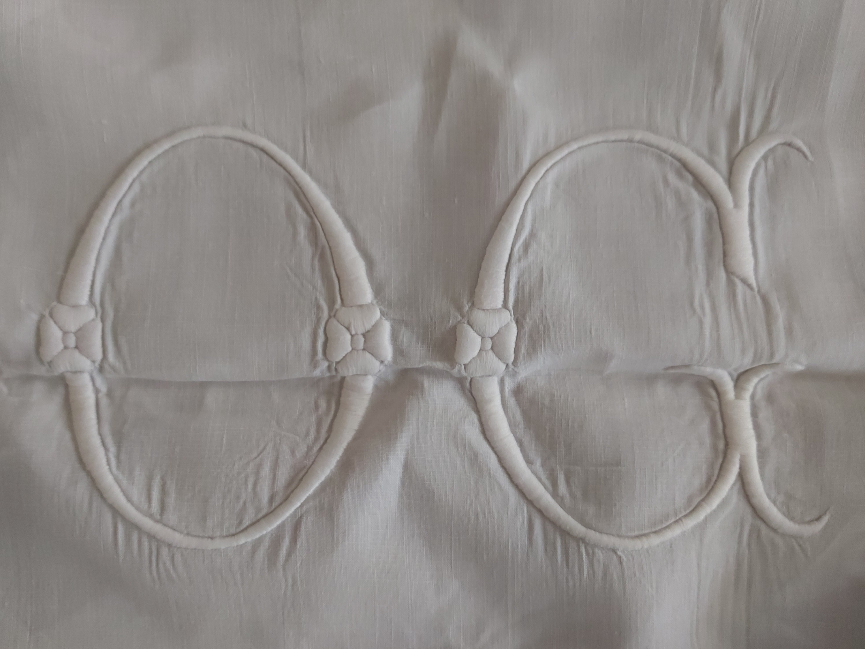 7 Metres of Handmade Lace on an Embroidered Monogram Panel of Pure ...