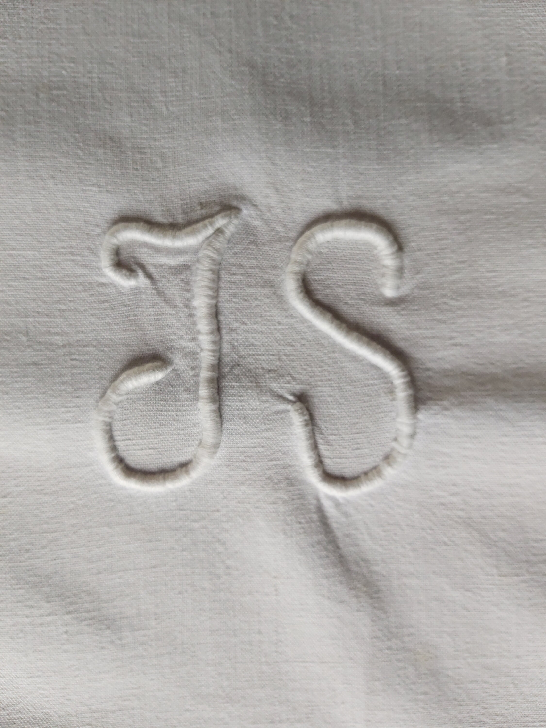 Monogram Panels Vintage French Linen Metis Sheet Tops off Cuts With ...