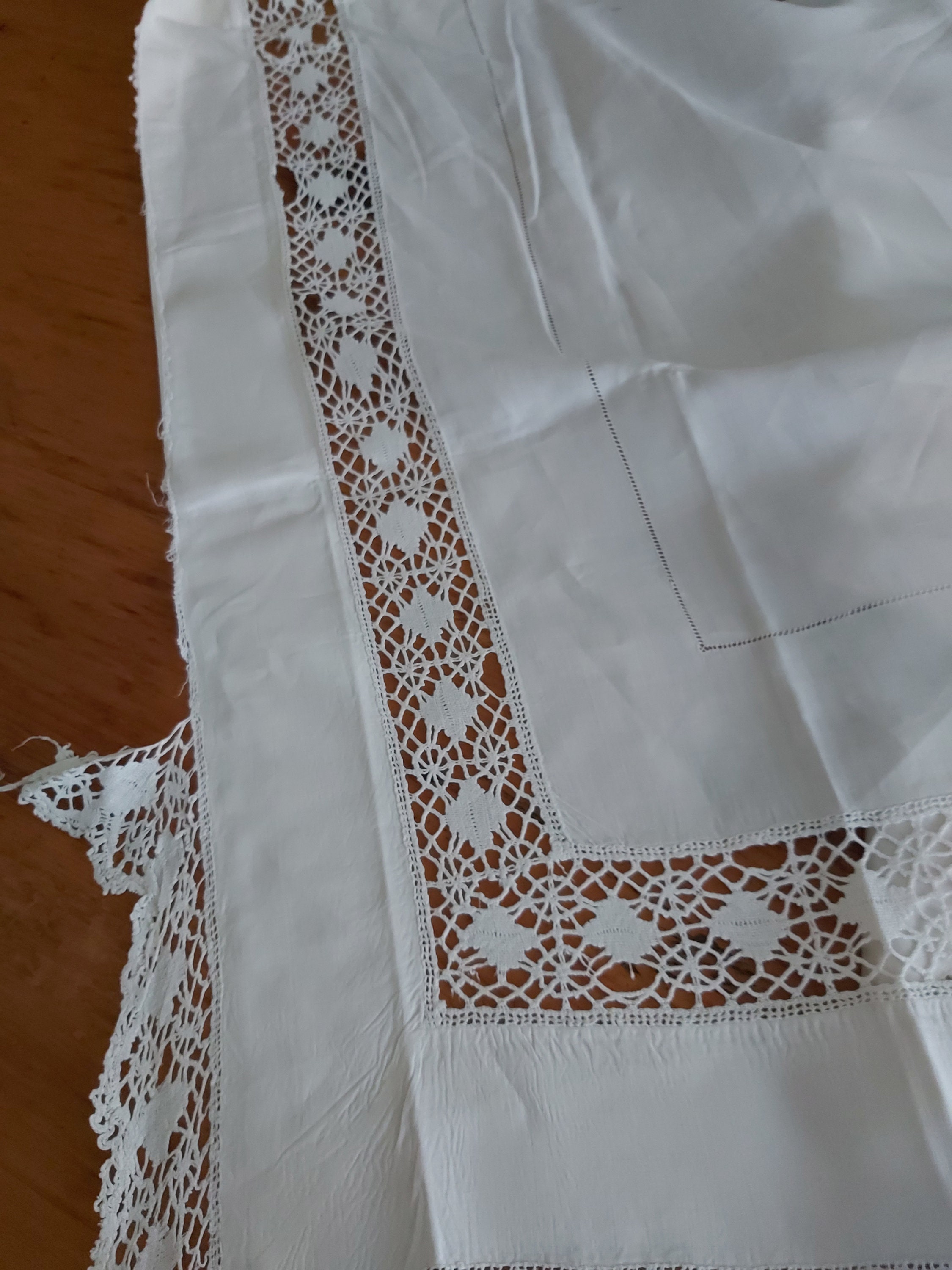 7 Metres of Handmade Lace on an Embroidered Monogram Panel of Pure ...