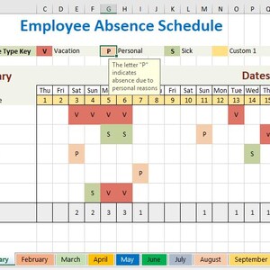 Employee Absence Schedule | Point Tracker | Editable Excel Template | HR Vacation & Sick Leave Planner | Monthly and Annual Tracker image 7