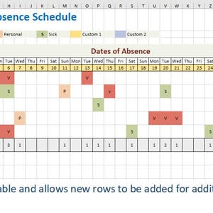 Employee Absence Schedule | Point Tracker | Editable Excel Template | HR Vacation & Sick Leave Planner | Monthly and Annual Tracker image 4