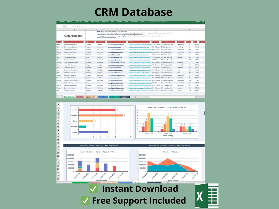 Client Database Spreadsheet Customer Relationship Database Spreadsheet |CRM Excel Template Customer ...