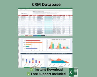 Customer Relationship Database Spreadsheet |CRM Excel Template Customer| Contact Organizer Small Business CRM, Client Prospect Excel Tracker