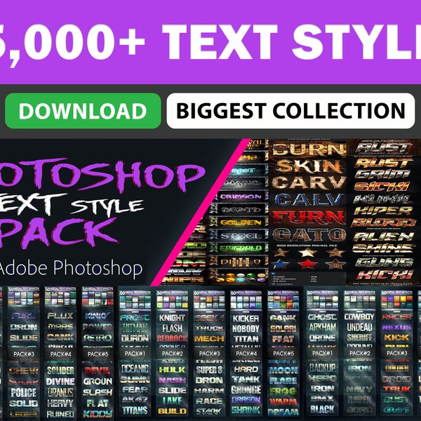 Ultimate Collection of 25,000+ Photoshop Styles for Stunning Design Effects, Text Styles Mega Bundle, PSD Editable 3D Text Effect Pack