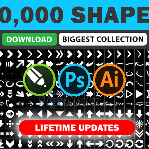 20000+ Premium Custom Shapes Collection, Adobe Photoshop Shapes, Illustrator Shapes, .csh files