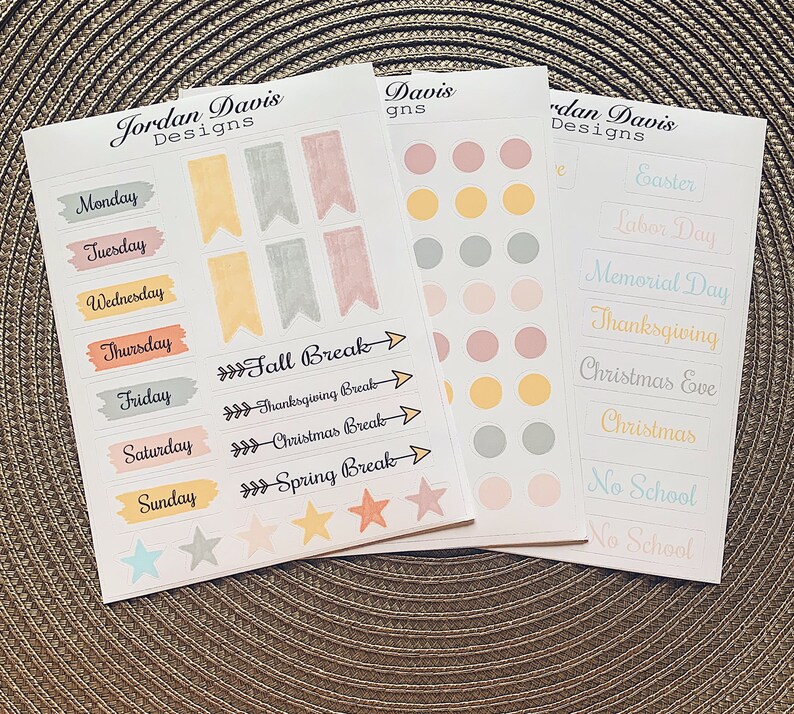 Journal Stickers Waterproof Stickers Organization 3 Sheet Planner Sticker Pack School