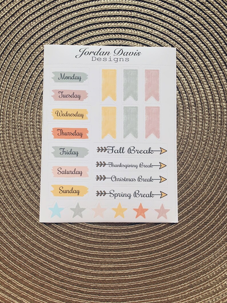 Journal Stickers Waterproof Stickers Organization 3 Sheet Planner Sticker Pack School