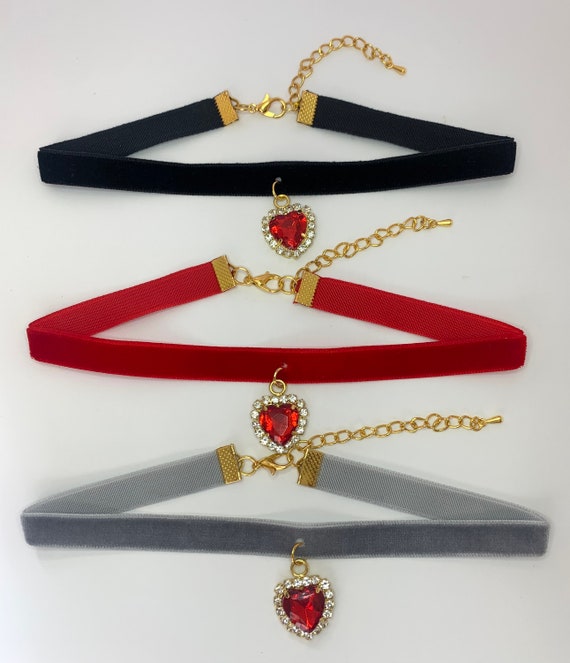 Red velvet sale gold choker necklace