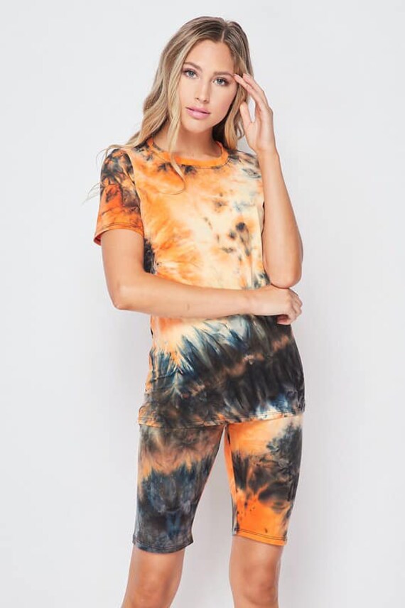 Tie-dye T-shirt and Biker Short Set 