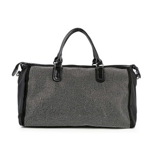 Può includere: Una borsa da viaggio nera con un design di strass. La borsa ha due manici superiori e una chiusura a zip.