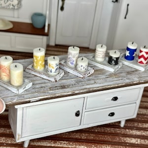 Miniature dollhouse candle and tray set of 3, including 2 candles and 1 tray, dollhouse accessories, dollhouse decor