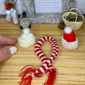 Miniature toboggan, beanie, or knit hat, miniature Christmas or winter dollhouse accessory