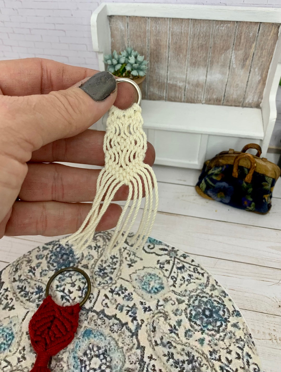 Miniature Doll House Macramé Wall Decor, Scale 112, Modern Boho