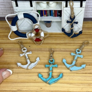 Miniature dollhouse beach decor, miniature decorative anchor