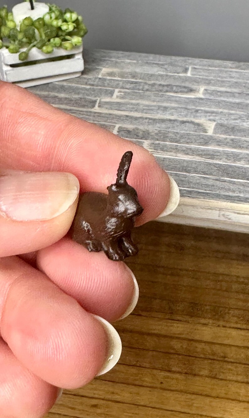 Miniature Brown Rabbits Miniature Dollhouse Chocolate Bunny Rabbits, Miniature Decor or ...