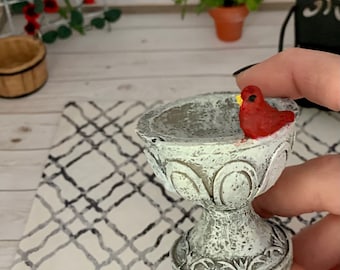 Odoria 1/12 Scale Miniature Bird Bath - Resin Dollhouse Garden Accessory - View #5