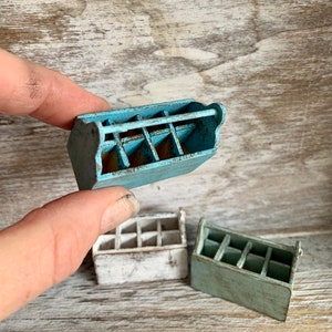 Miniature dollhouse wooden tool box caddy, 1:12, mini shabby chic farmhouse, miniature basket