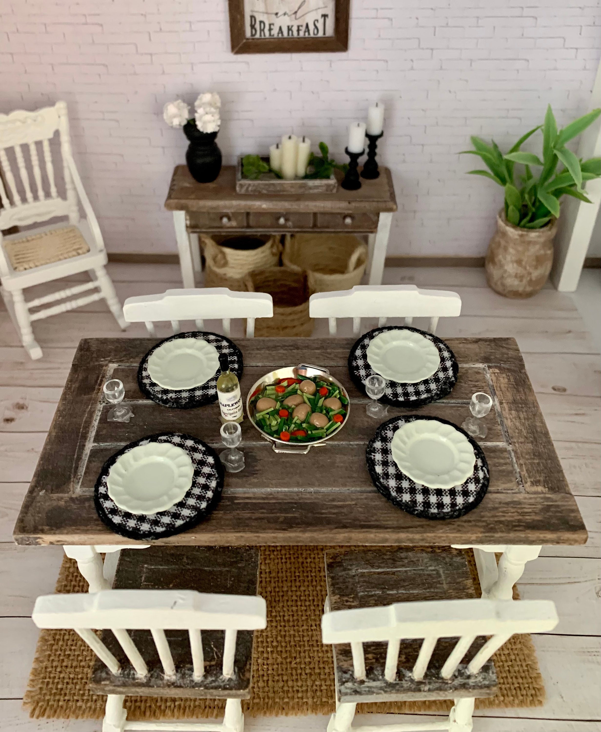 Miniature Doll House Farmhouse Kitchen Table Etsy