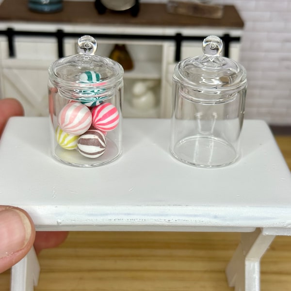 Miniature dollhouse glass jar or canister, dollhouse decor