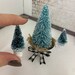 Set of 3, miniature Christmas tree in a tub and 2 tiny trees, red or white bow 