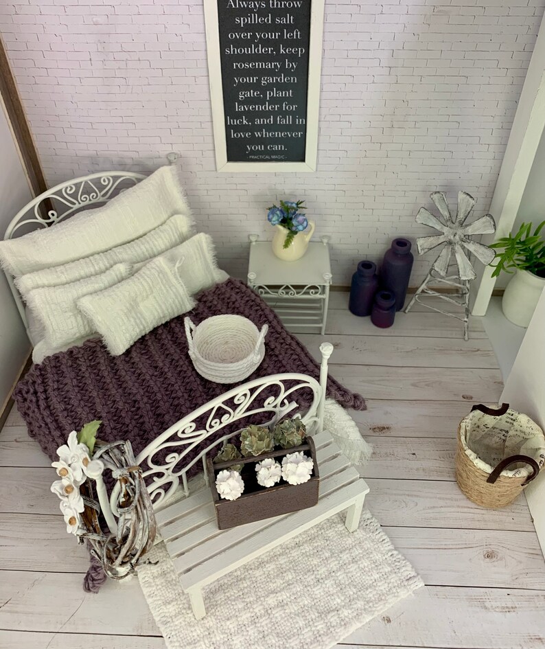 Miniature Knitted Blankets Miniature Bedding 112 Dollhouse Etsy