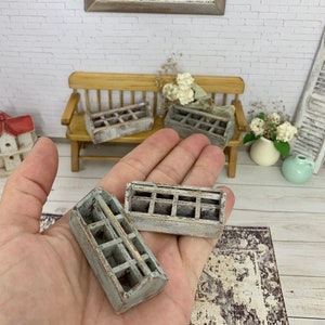 Miniature dollhouse tool box caddy, 1:12, miniature garden tool box, miniature shabby chic farmhouse