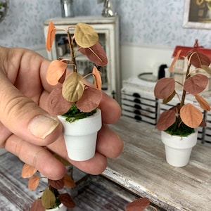 Miniature dollhouse potted plant or small tree, neutral colors, miniature flowers or greenhouse accessories
